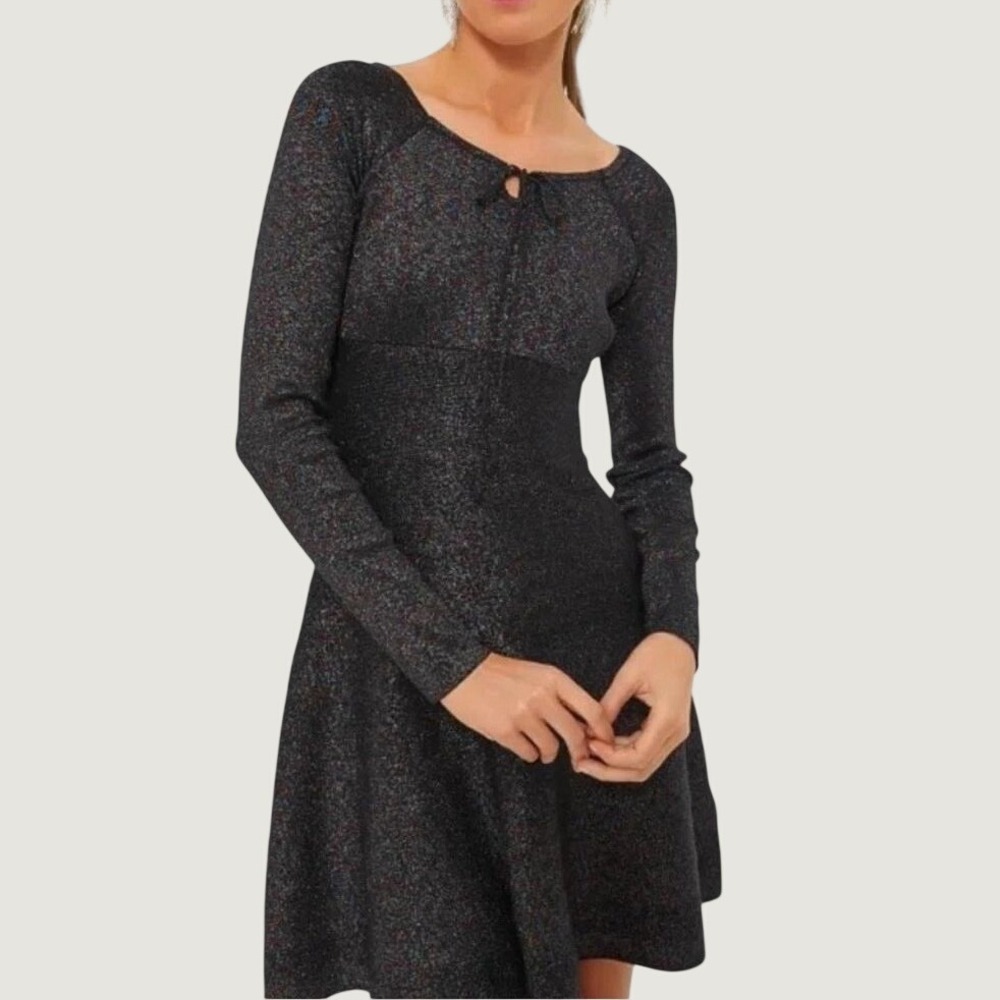 NEW TUCKERNUCK Hyacinth House Black Metallic Selena Knit Mini Dress XXL Sparkle